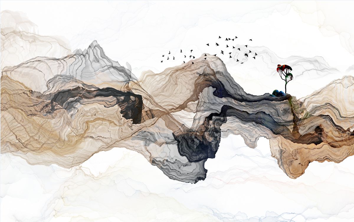 chinese-style-warm-tone-abstraction-2-wallpaper-malaysia Mural - Chinese Wallpaper