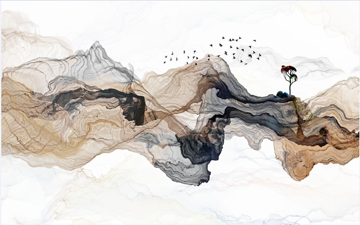 chinese-style-warm-tone-abstraction-41-wallpaper-malaysia Mural - Chinese Wallpaper